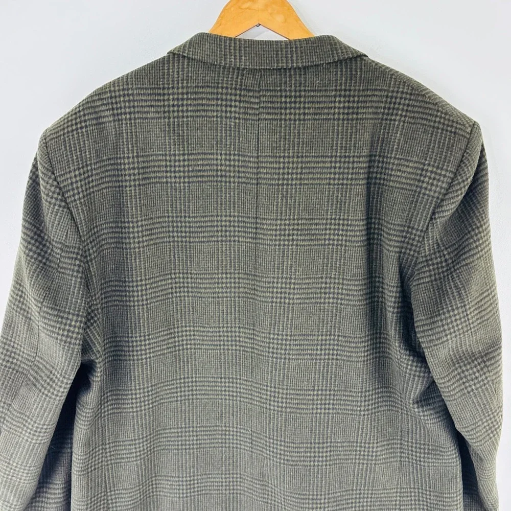 Gianfranco Ruffini Italy Plaid Tweed Cashmere Blend Blazer Olive Green Plaid 48